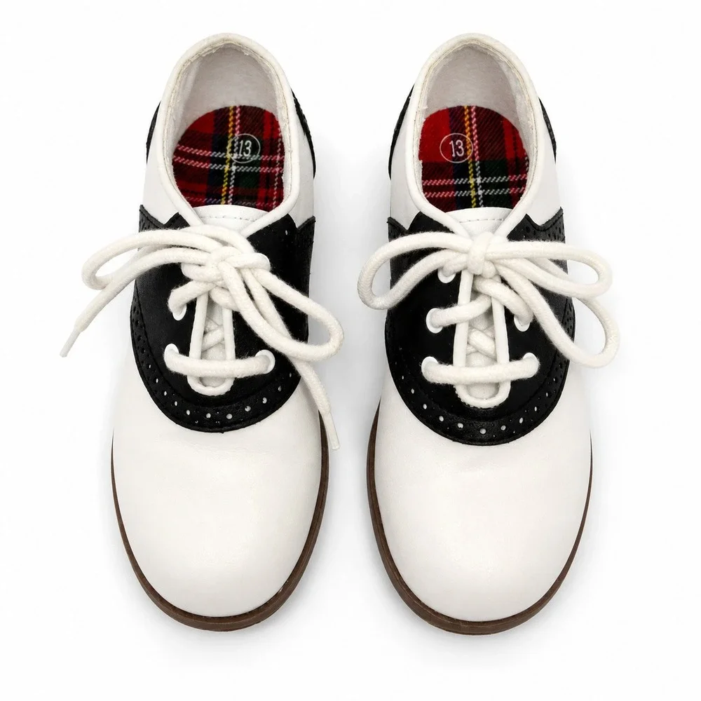 Smartfit Boys Girls Kids Saddle Oxford Shoes‎ Size 13 White & Black